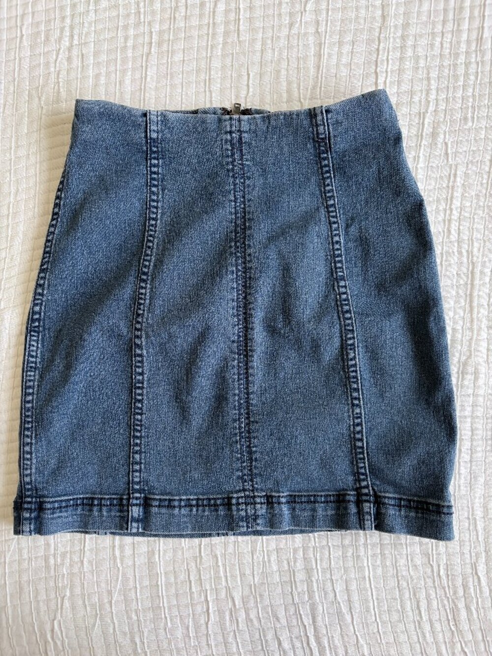Free People Skirt Womens 2 Blue Denim High Rise Seamed Stretch Y2K Mini